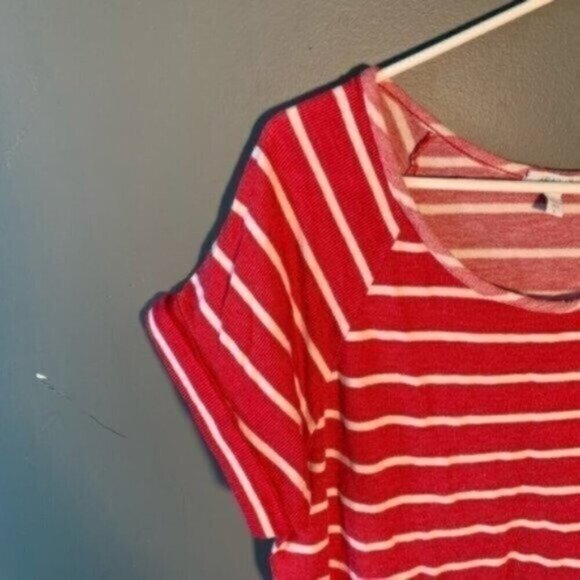 Delia’s Short Sleeve Sweater Wide Neck Red White Stripe L - Picture 3 of 9